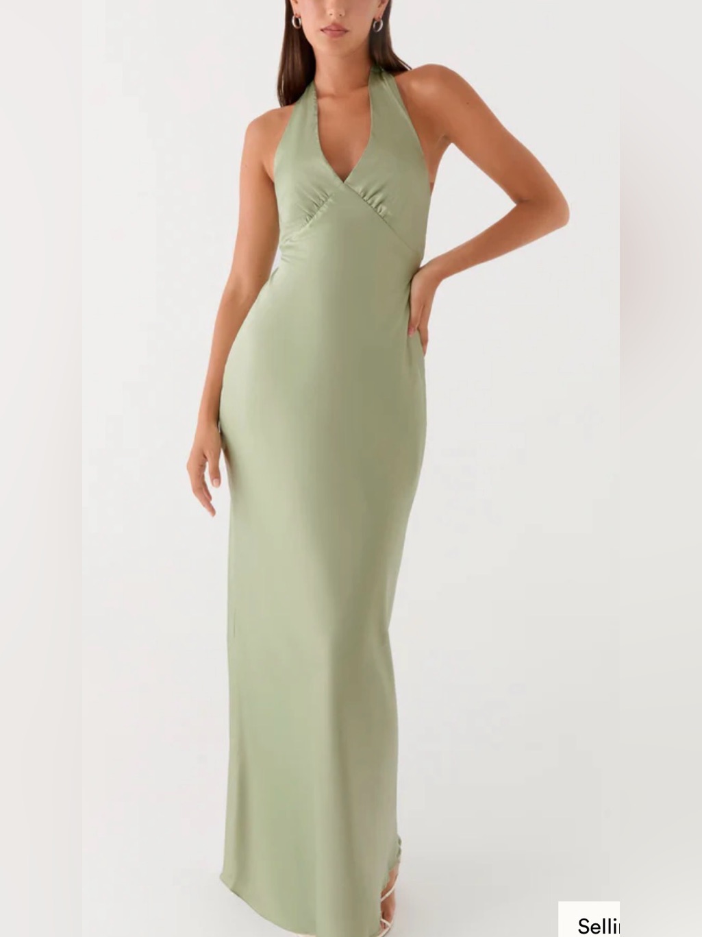 Peppermayo Sage Green Backless Slip Dress